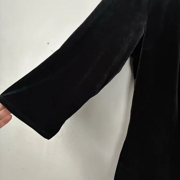 Vintage Black velvet Top 3/4 Sleeve V-neck Ruched Bust Y2K 90’s Size XL L - Picture 4 of 9